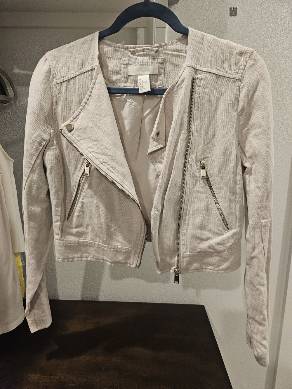 H&M Natural Women's Moto Jacket with Zip Pockets